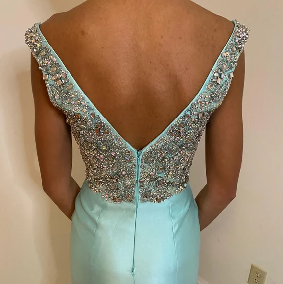 Tiffany Blue Pageant Gown 2 - Picture 3 of 5